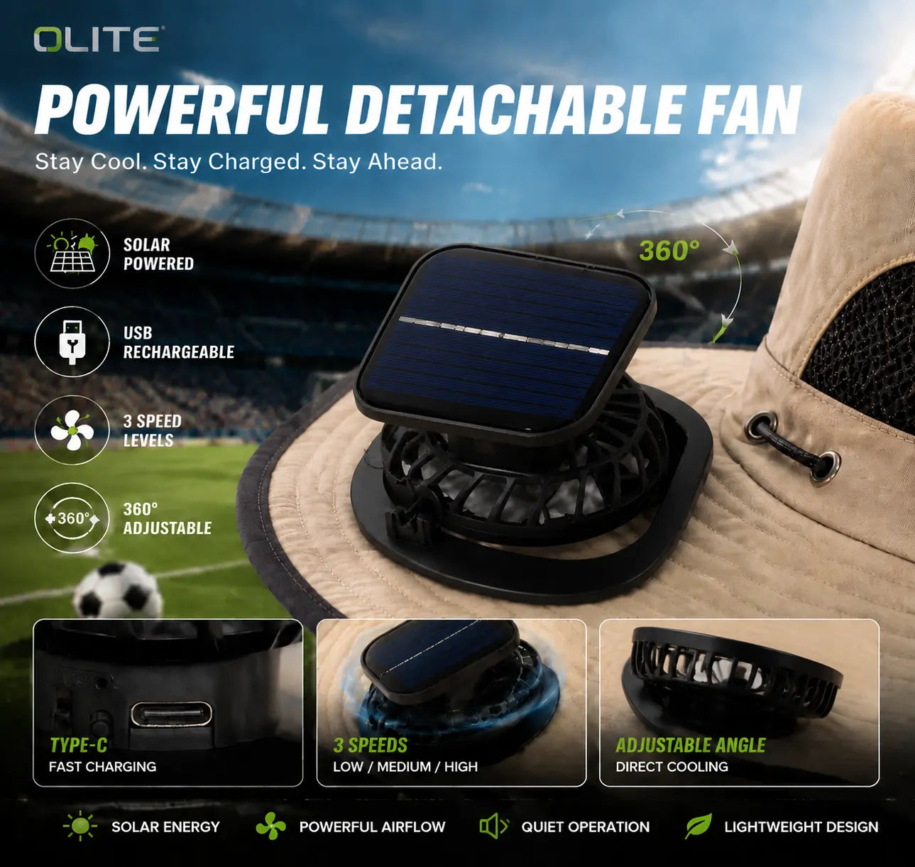New Solar-Powered Outdoor Cooling Fan Hat — Sun Protection Hat with Solar Fan | Dual-Power Rechargeable Fan | Outdoor Water-Resistant Fan | Ideal for Sporting Events | Unisex Design | Tiktokshopspringglowup Sun Bucket Hat Lightweight Golf Hat