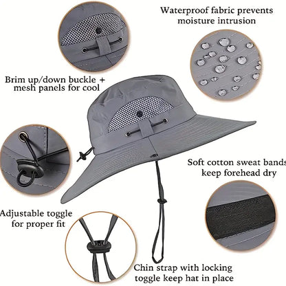 New Solar-Powered Outdoor Cooling Fan Hat — Sun Protection Hat with Solar Fan | Dual-Power Rechargeable Fan | Outdoor Water-Resistant Fan | Ideal for Sporting Events | Unisex Design | Tiktokshopspringglowup Sun Bucket Hat Lightweight Golf Hat